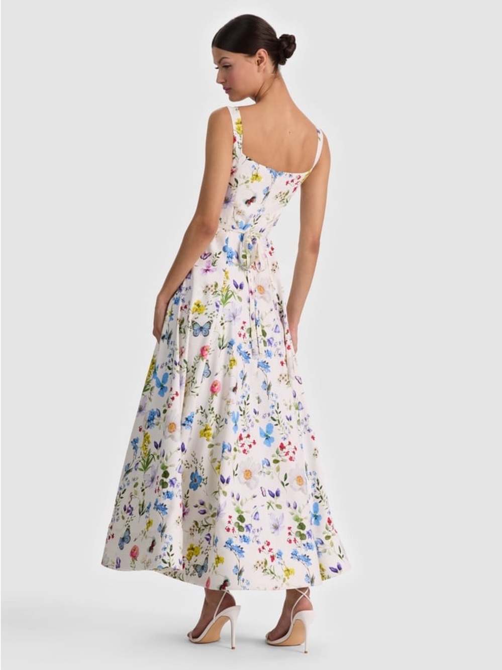 Alice + Olivia Cream Square-Neck Maxi Dress with Multicolor Floral Print - Picture 4 of 4